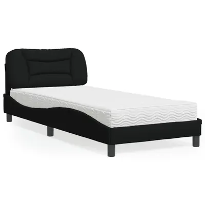 vidaXL Pat cu saltea, Hvar, negru, 80x200 cm, textil