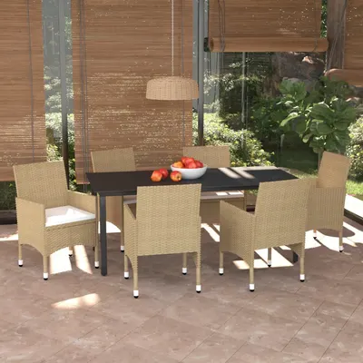 Gossi set mobilier de gradina cu perne, 7 piese, bej, poliratan