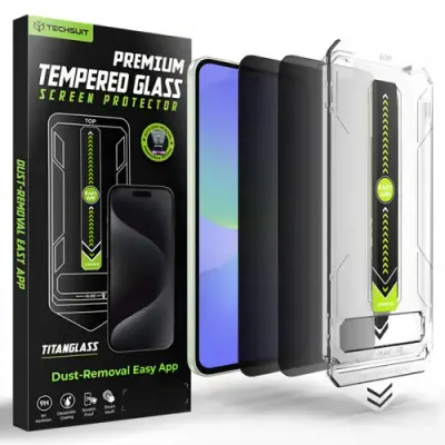 Folie de protectie Ecran Privacy Techsuit TitanGlass CrystalHD pentru Samsung Galaxy A37 5G / A36 A366, Sticla Securizata, Full Glue, Set 2 bucati