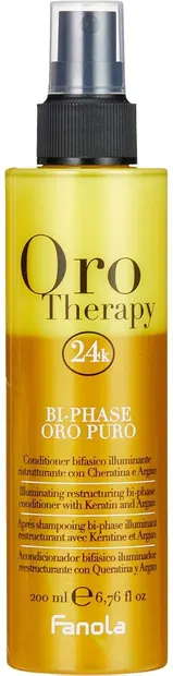 Fanola Oro Therapy balsam bifazic pentru păr Bi-Phase Oro Puro, fără clătire, 200 ml