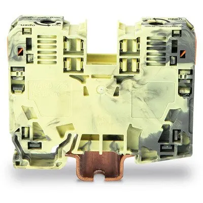 Clema Power Cage pe sina DIN conductor 6.....35 mm Wago 285-131, gri-galben