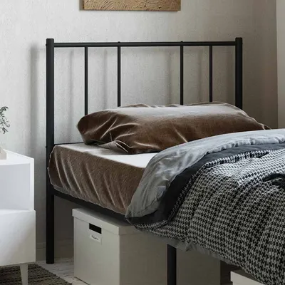 vidaXL Tăblie de pat de schimb metalică, negru, 90 cm
