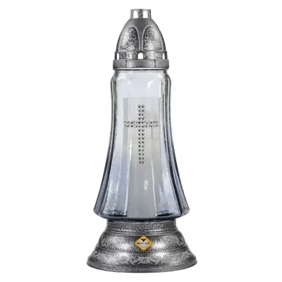 Candela din Sticla Fumurie cu Cruce 537F - CR Max-Pol 41 Ore