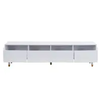 Comodă TV cu 4 sertare, din MDF și acril, 178x35x45 cm, Alb