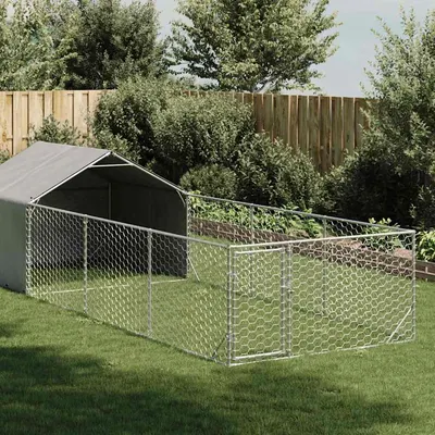 Gossi canisa de exterior cu alergare 6x2x1,5 m otel galvanizat