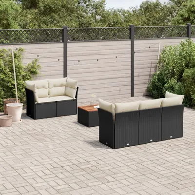 Gossi set mobilier de gradina cu perne, 6 piese, negru, poliratan