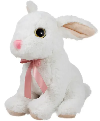 Jucărie de pluș Amek Toys - Iepuraș cu panglică, alb, 25 cm