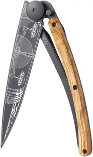 Cuțit de buzunar Deejo Olive Wood - Libra, 37 g