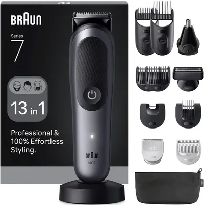 Aparat de tuns pentru față/păr/corp Braun - AIO7560, Black/Grey