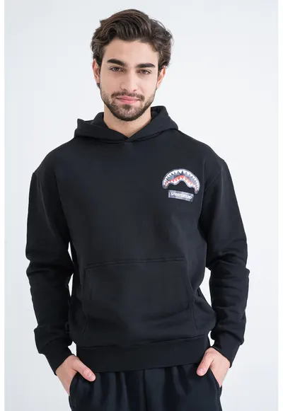 Hanorac din bumbac cu imprimeu logo - Alb/Negru/Gri
