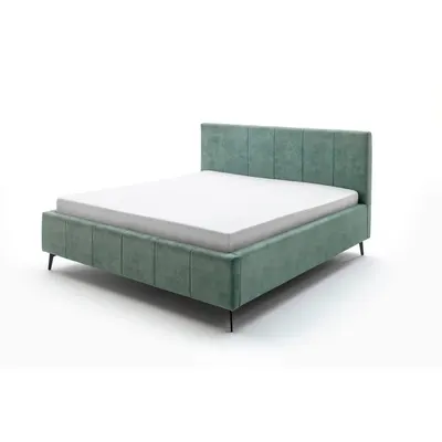 Pat matrimonial verde tapițat cu spațiu de depozitare cu somieră 180x200 cm Lizzano – Meise Möbel