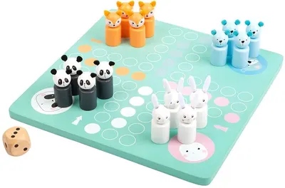 Joc din lemn Small Foot - Nu te supara frate, cu animale, albastru