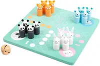 Joc din lemn Small Foot - Nu te supara frate, cu animale, albastru