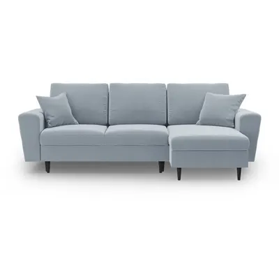 Colțar albastru deschis extensibil, cu spațiu de depozitare cu tapițerie din catifea Kyoto – Cosmopolitan Design