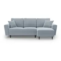 Colțar albastru deschis extensibil, cu spațiu de depozitare cu tapițerie din catifea Kyoto – Cosmopolitan Design