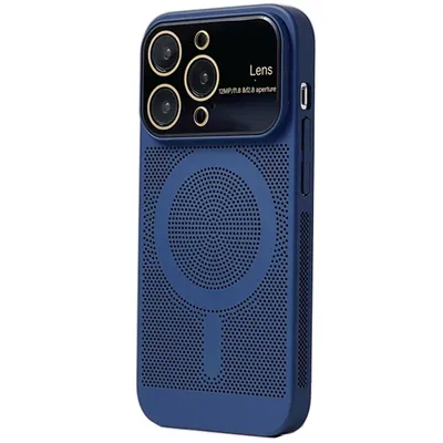 Husa Air Luxe, Perforatii si Protectie camera, Magsafe, Compatibila cu iPhone 14 Pro, Disipare caldura, Bleumarin Engros