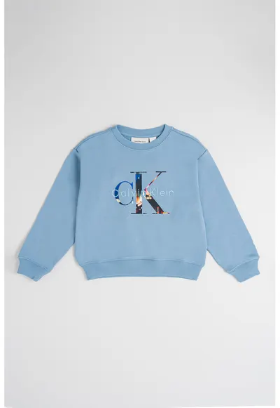 Bluza de trening cu imprimeu logo - Albastru prafuit
