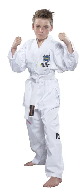 Dobok De-Luxe, aprobat ITF, Top Ten, Alb, 140 cm