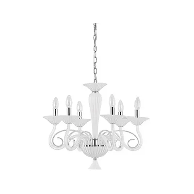 candelabru Maximilian, 6 becuri, dulie E14, D:600 mm, H:800/1500 mm, Alb