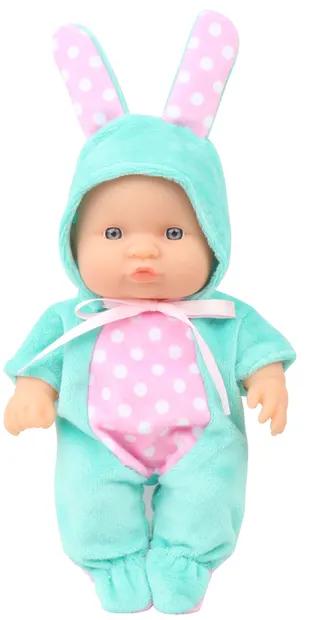 Păpuşă Moni Toys - Într-un costum de iepuraș mentă, 20 cm