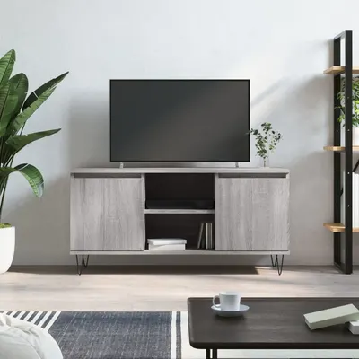 vidaXL Comodă TV, gri sonoma, 104x35x50 cm, lemn compozit