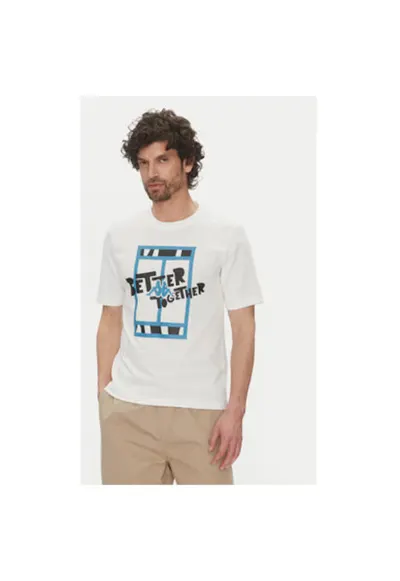 Tricou barbati 351U8JW - Bumbac - Alb - Alb