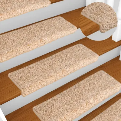 vidaXL Covorașe pentru scări, 15 buc., 65x21x4 cm, margini dreptunghiulare aurii