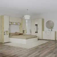 Set dormitor Malmo V12, Pat 200 x 160 cm, Stejar Artisan/Argila