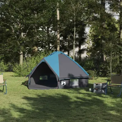 vidaXL Cort Teepee pentru 4 Persoane 4 persoană Albastru și Gri