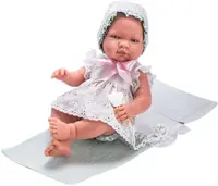 Păpuşă bebeluş Asi Dolls - Maria, cu rochie, pătură și pernă, 43 cm