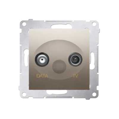 Priza TV-DATA, doua iesiri de tip F, frecventa de intrare 5-500MHz, gold mat metalic