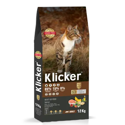 Hrană uscată pentru pisică, Adult, Klicker, Somon & legume, 12kg, Fără cereale Engros