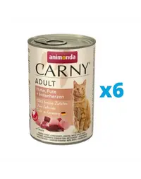 ANIMONDA Carny Adult hrana pisica cu pui, curcan si inimi de rata 6 x 400 g