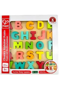 Puzzle din lemn: Alfabet. Litere dolofane