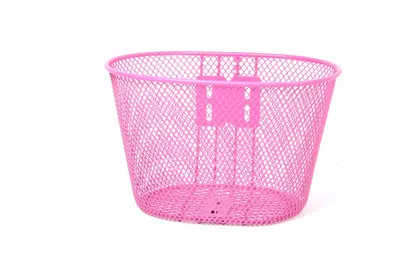 Cos biciclete copii, material metalic, culoare roz, montaj fata