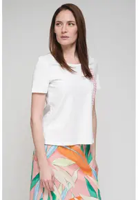 Tricou regular fit cu imprimeu text - Alb/Rosu vermillion