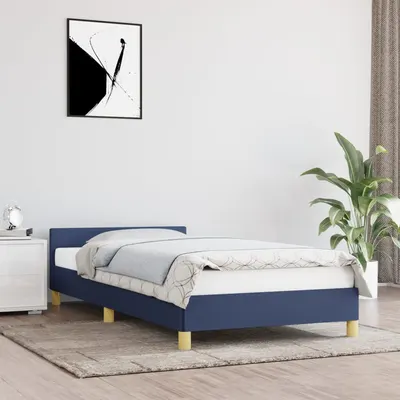 Gossi cadru de pat cu tablie fara saltea, albastru, 100x200cm, textil