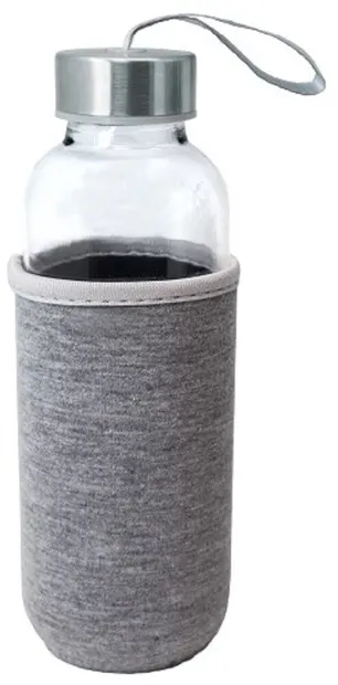 Sticlă de sticlă Nerthus - Gri, protecție din neopren, 400 ml