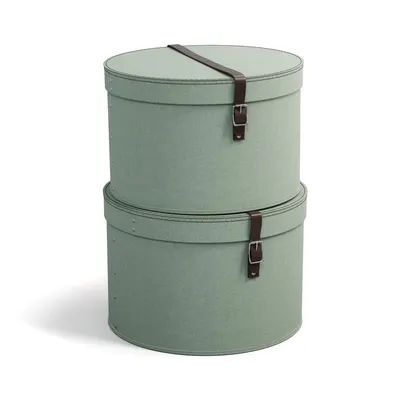 Cutii de depozitare albastru-verde 2 buc. din carton cu capac ø 37,5x25,5 cm Rut Canvas Paper Laminate – Bigso