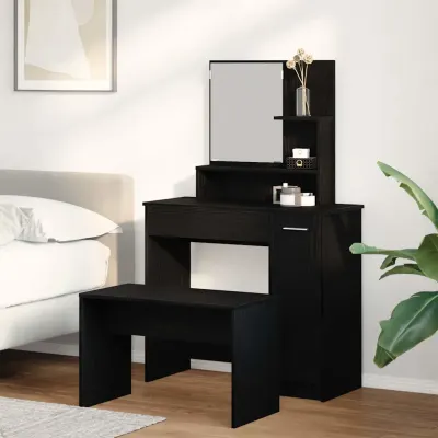 vidaXL Set de Dressing 2 buc. Stejar Negru 86,5 x 35 x 136 cm