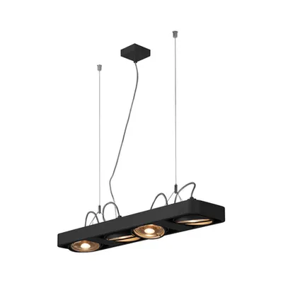 Lampa suspendata, lustra AIXLIGHT® Pendant GU10, black pendant, four-headed, QR111, rectangular, black, L/W/H 77/18/5 cm, 2x75W max.