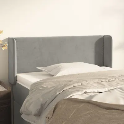 vidaXL Tăblie de pat cu aripioare gri deschis 83x16x78/88 cm catifea