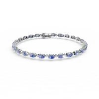 Bratara tennis din aur alb cu tanzanite rectangulare de 7.3ct si diamante de 0.6ct