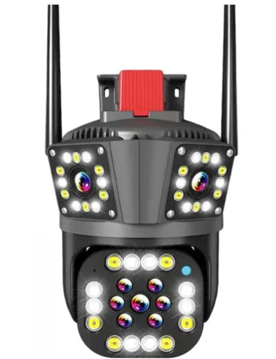 Camera de supraveghere inteligenta 4K cu senzor de miscare LED infrarosii si lumini LED albe