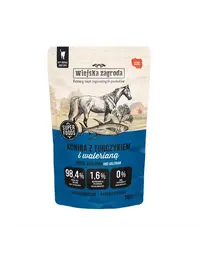 WIEJSKA ZAGRODA Superfoods Hrană umedă pentru pisici, carne de cal cu ton și valeriană 12x100 g