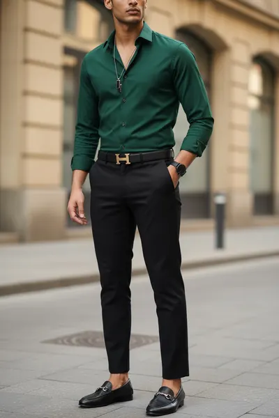 Camasa barbati bleumarin verde slim fit 13538