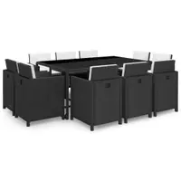 Gossi set mobilier de exterior cu perne, 11 piese, negru, poliratan