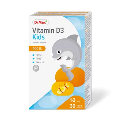 Dr. Max Vitamina D3 Kids pentru copii, 30 capsule twist-off