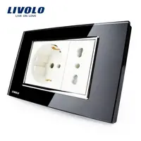 Priza dubla Schuko + standard italian Negru