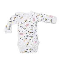 Body 4 capse maneca lunga RB07 alb/imprimeu girafe, Rombaby | 12/18 luni